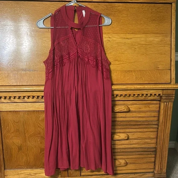 xhilaration burgundy dress High Slit Wrap Dress